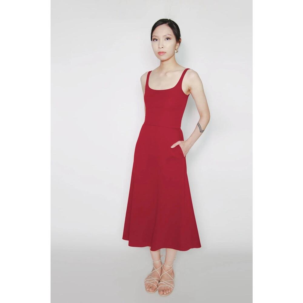 Cobalt Street A-line Midi Dress Red
